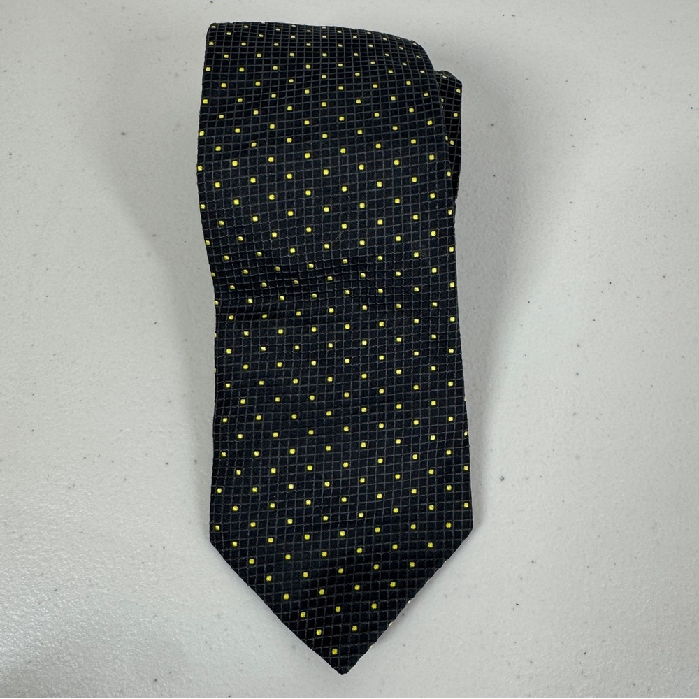 Gucci Silk Tie Gray Yellow Micro Dot Pattern Designer Luxury Necktie - Picture 3 of 16